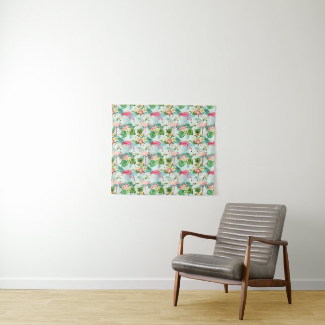 Tropical Flowers And Birds Tapestry (In Situ (Horizontal))