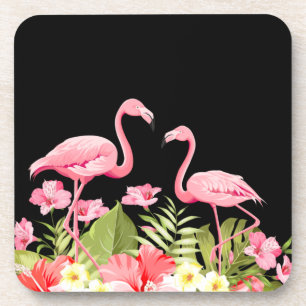 Tropical Flowers and Flamingos Design Coaster
