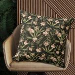 Tropical Flowers and Greenery Black Throw Pillow<br><div class="desc">A beautiful pattern of tropical flowers and greenery on black,  this throw pillow comes in several sizes and materials and is a fun addition to your home decor. MATCHING items in our store.</div>