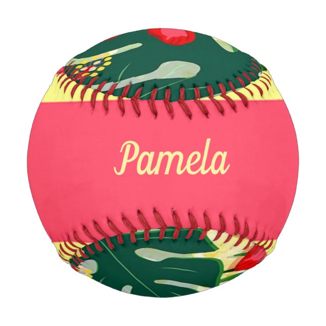Tropical flowers and leaves baseball (Front)