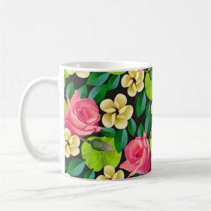 Tropical Flowers And Leaves Pattern Coffee Mug