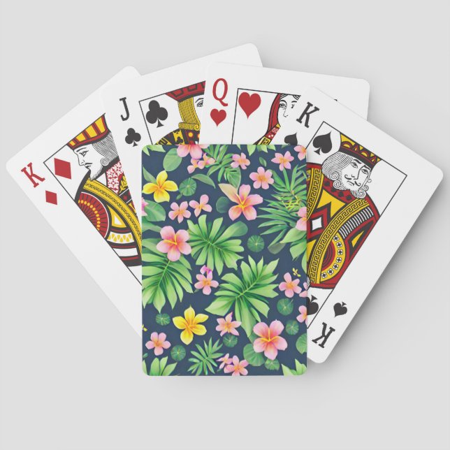 Tropical flowers and leaves pattern playing cards (Back)