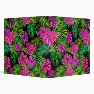 Tropical flowers and plants on black binder