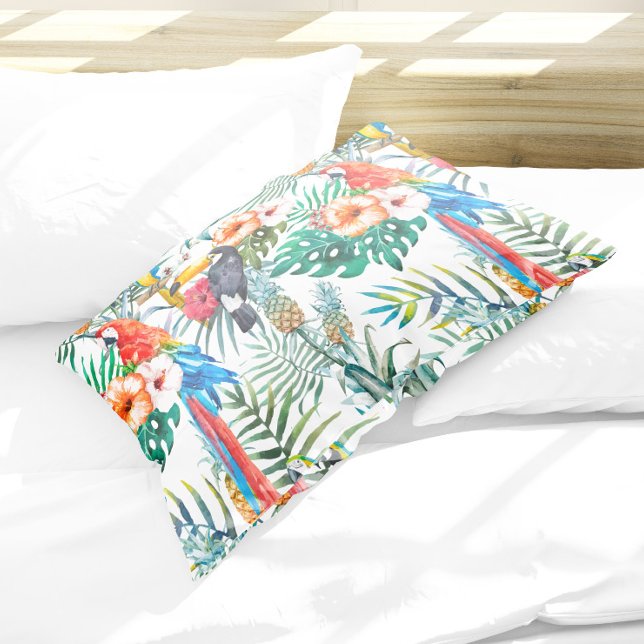 Tropical Flowers and Toucan Pillow Case (Creator Uploaded)
