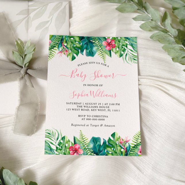 Tropical Flowers Baby Shower Invitation (Creator Uploaded)