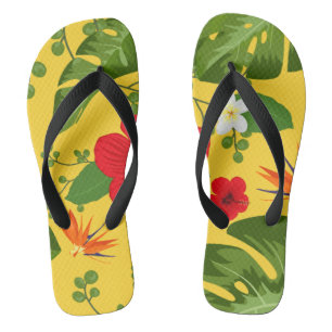 Tropical Flowers Background 10 Flip Flops