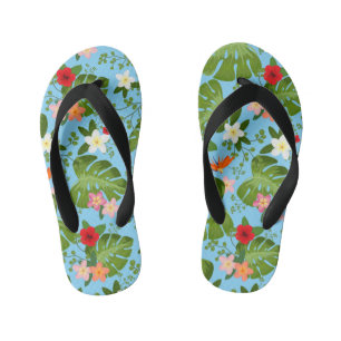 Tropical Flowers Background 11 Kid's Flip Flops