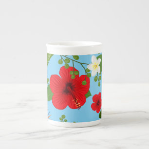 Tropical Flowers Background 12 Bone China Mug