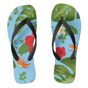 Tropical Flowers Background 12 Flip Flops