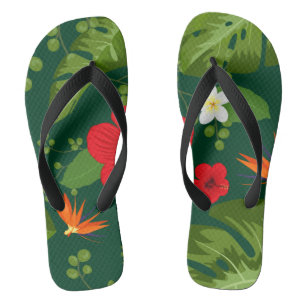 Tropical Flowers Background 8 Flip Flops