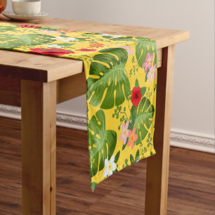 Tropical Flowers Background 9 Short Table Runner