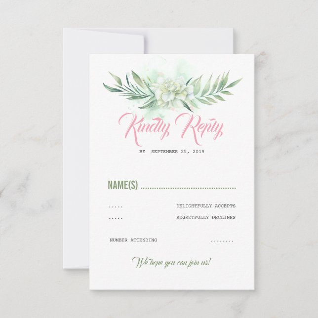 Tropical Flowers Beach Party RSVP Card (Front)