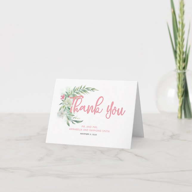 Tropical Flowers Beach Thank You Card (Front)