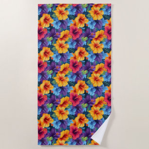 Tropical Flowers Beach Towel