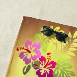 Tropical Flowers Beach Towel