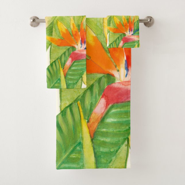 Tropical Flowers | Bird of Paradise Bath Towel Set (Insitu)