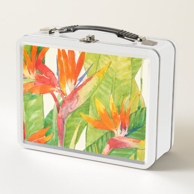 Tropical Flowers | Bird of Paradise Metal Lunch Box (Front)