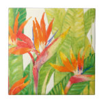 Tropical Flowers | Bird of Paradise Tile<br><div class="desc">Watercolor Tropical Flowers 2 Artist: Tim OToole</div>