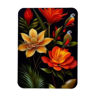 Tropical Flowers & Birds Modern Haeckel Magnet
