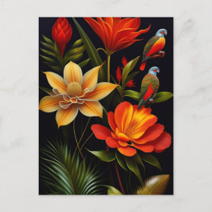 Tropical Flowers & Birds Modern Haeckel Postcard