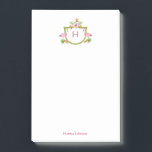 Tropical flowers & birds monogrammed Notepad<br><div class="desc">Monogrammed, Tropical notepad design featuring watercolor illustrations pink flamingos and tropical flowers. Nice for reminder notes! These notepad makes beautiful letterhead Customize with your name by "Edit this design template" boxes on the right hand side of the item, or click the blue "Customize it" button to arrange the text, change...</div>