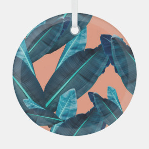 Tropical flowers, botanical seamless background. glass ornament