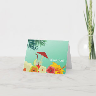 Tropical Flowers Bridal Shower Thank You Card