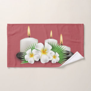 Tropical Flowers & Candles Bath Towels Decor