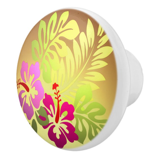 Tropical Flowers Ceramic Knob (Right)