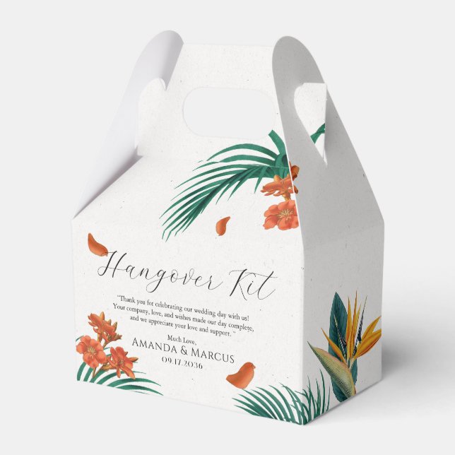 Tropical Flowers Classy Wedding Favor Box (Front Side)