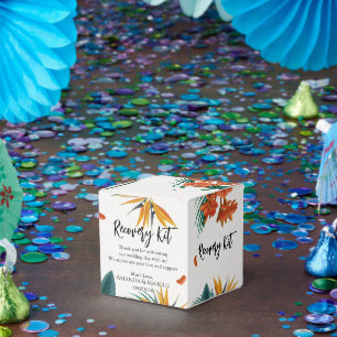 Tropical Flowers Classy Wedding Recovery Kit Favor Box