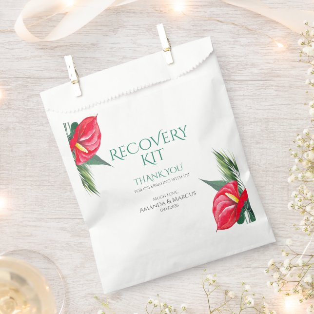 Tropical Flowers Classy Wedding Recovery Kit Favou Favour Bag (Clipped)
