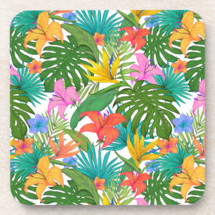 tropical flowers coaster set