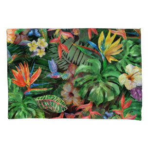 Tropical Flowers: Exotic Watercolor Pattern Pillowcase