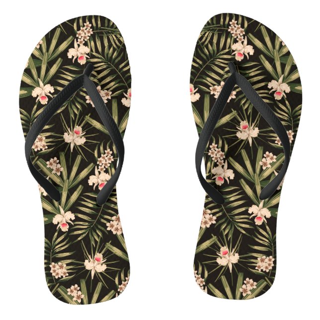 Tropical Flowers Flip Flops (Footbed)