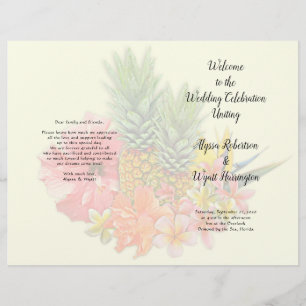 Tropical Flowers Folded Pineapple Wedding Program