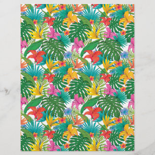 Tropical Flowers Foliage Colorfull Craft Paper