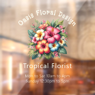 Tropical Flowers & Foliage Window Cling