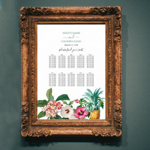 Tropical Flowers & Greenery Wedding Seating Chart
