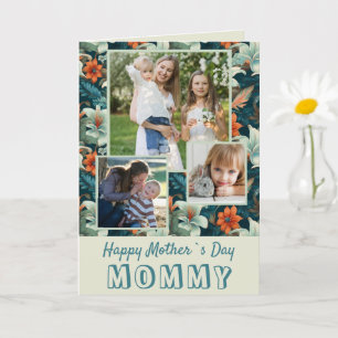 Tropical Flowers Happy Mother`s Day 3 Photo Card