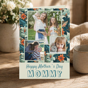 Tropical Flowers Happy Mother`s Day 3 Photo  Card