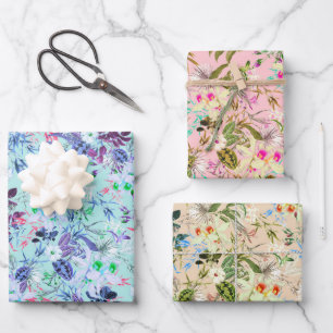 Tropical flowers Hawaiian floral pattern Wrapping Paper Sheet