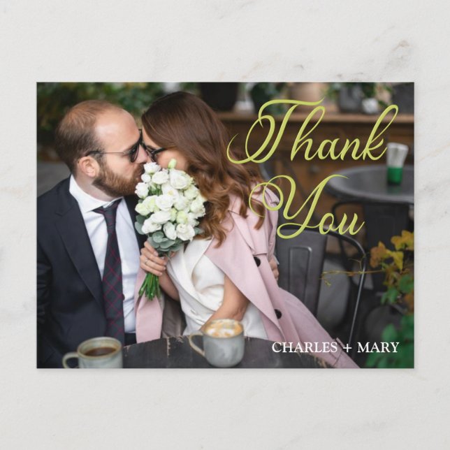 Tropical Flowers Heart & Typographic Photo Postcar Postcard (Front)