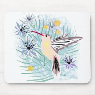 Tropical flowers, hummingbirds. mouse pad