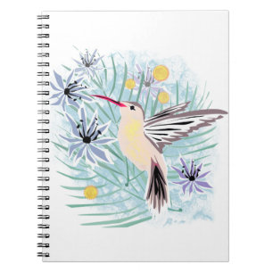 Tropical flowers, hummingbirds. notebook