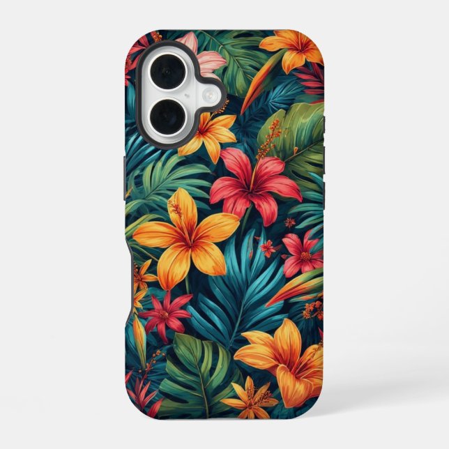 Tropical Flowers  iPhone 16 Case (Back)