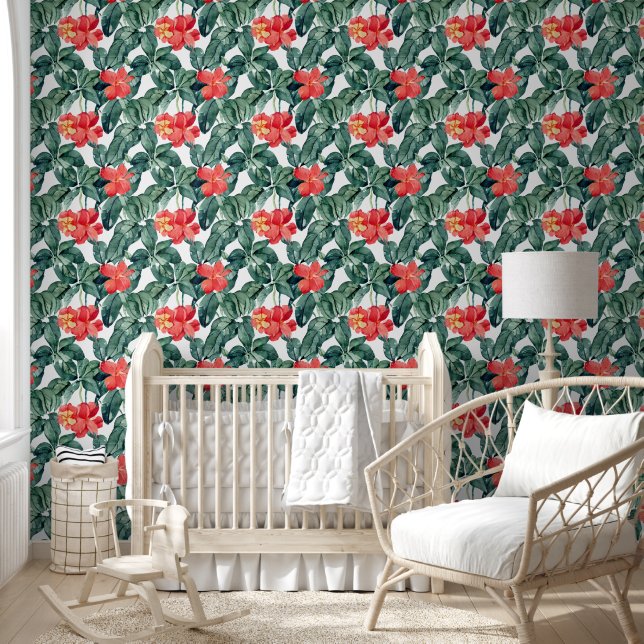 Tropical flowers jungle leaves hawaiian paradise  wallpaper (Kids)