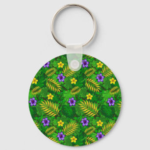 tropical flowers keychain