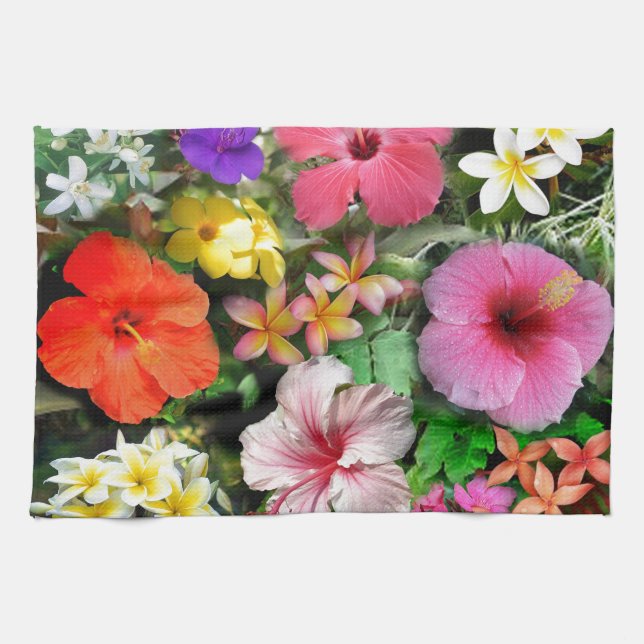 Tropical Flowers Kitchen Towel (Horizontal)