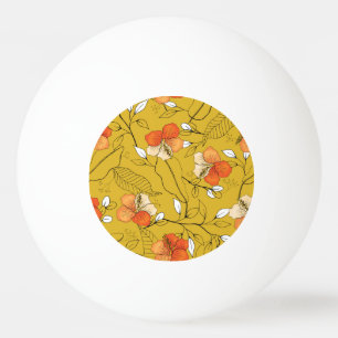 Tropical Flowers Leaves: Exotic Wallpaper. Ping Pong Ball
